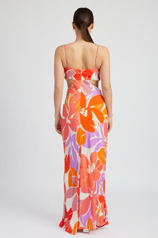 FLORAL CUT OUT MAXI DRESS WITH O RING DETAIL - Premium  from Emory Park - Just $75.40! Shop now at Alexi and Gray