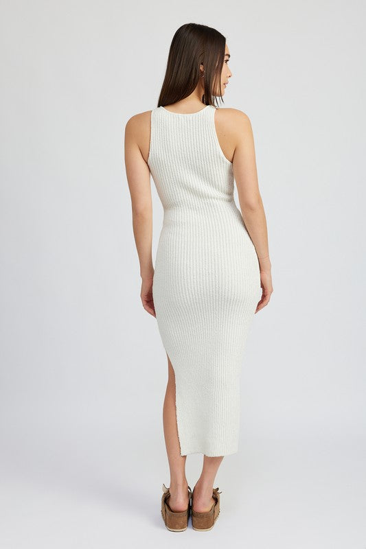 HIGH SLIT TANK MIDI DRESS - Premium  from Emory Park - Just $59.80! Shop now at Alexi and Gray