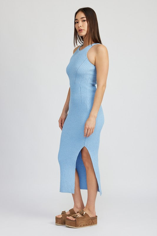 HIGH SLIT TANK MIDI DRESS - Premium  from Emory Park - Just $59.80! Shop now at Alexi and Gray