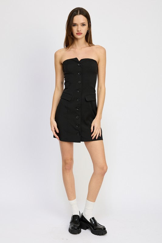 BUTTON DOWN TUBE MINI DRESS - Premium  from Emory Park - Just $57.20! Shop now at Alexi and Gray