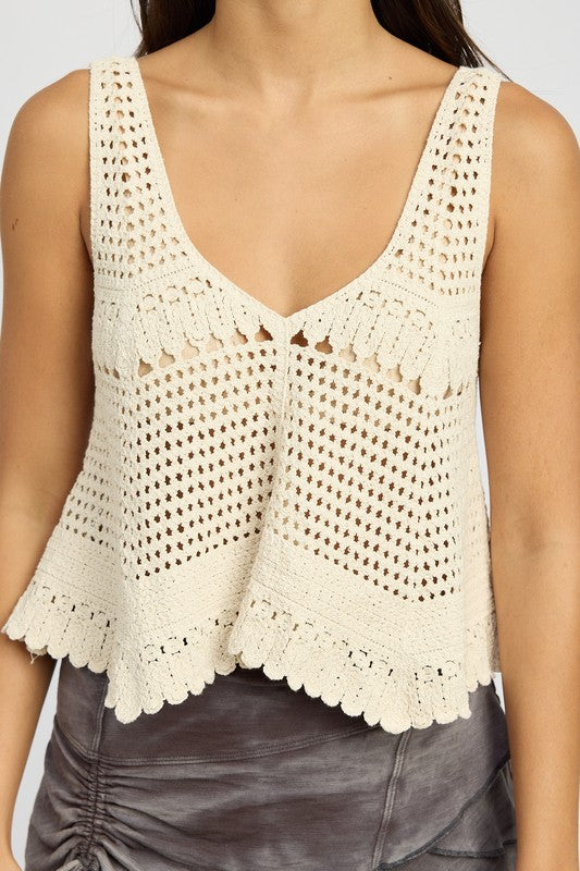 CROCHET SWING CROP TANK TOP - Premium  from Emory Park - Just $36.40! Shop now at Alexi and Gray