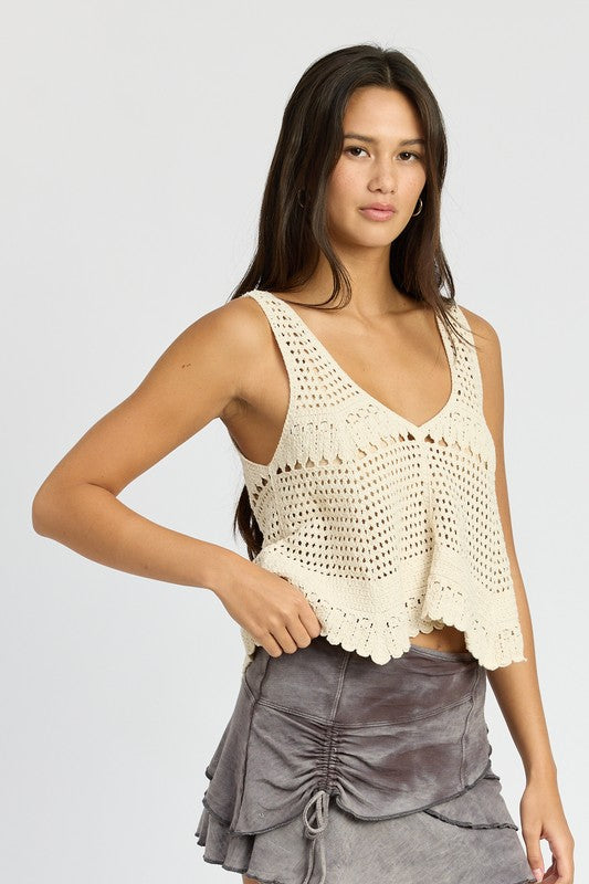 CROCHET SWING CROP TANK TOP - Premium  from Emory Park - Just $36.40! Shop now at Alexi and Gray