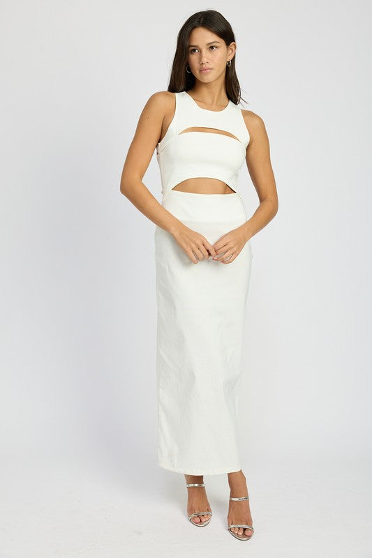 SLEEVELESS CUT OUT MIDI DRESS - Premium  from Emory Park - Just $54.60! Shop now at Alexi and Gray