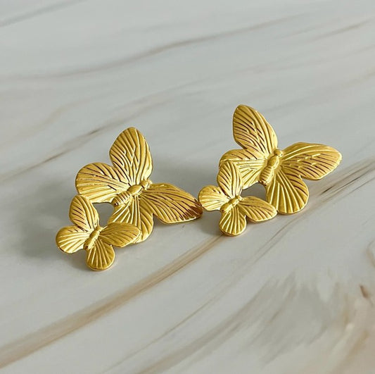 Vintage Butterfly Duo Earrings - Premium  from Ellison and Young - Just $16.90! Shop now at Alexi and Gray