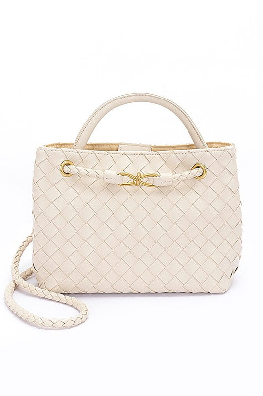 Weaved Faux Leather Convertible Shoulder Bag - Premium  from Artini Accessories - Just $48.10! Shop now at Alexi and Gray