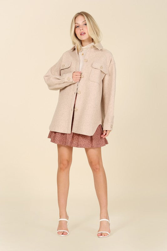 Light beige shacket with pockets - Premium  from Lilou - Just $50.80! Shop now at Alexi and Gray