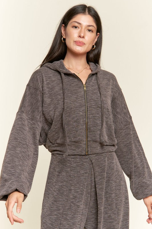 Zip-up drop shoulder hooded jacket - Premium  from Jade By Jane - Just $49.26! Shop now at Alexi and Gray