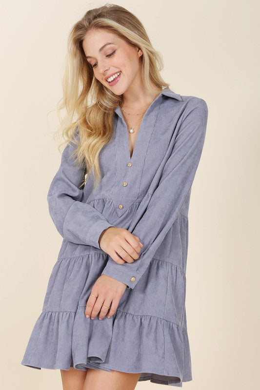 Corduroy tiered dress - Premium  from Lilou - Just $39.80! Shop now at Alexi and Gray
