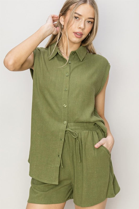 Linen Shirt and Shorts Set - Premium  from HYFVE - Just $49! Shop now at Alexi and Gray
