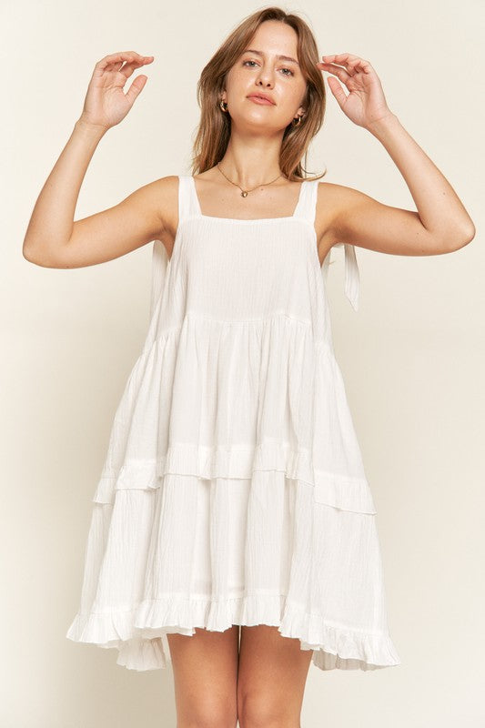Square neck ruffle dress - Premium  from Jade By Jane - Just $64.34! Shop now at Alexi and Gray