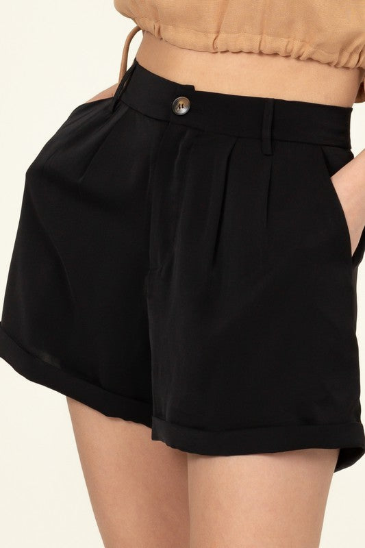 Pleated Cuff Hem Shorts - Premium  from HYFVE - Just $24.42! Shop now at Alexi and Gray