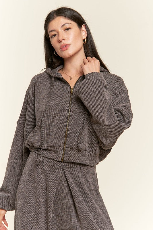 Zip-up drop shoulder hooded jacket - Premium  from Jade By Jane - Just $49.26! Shop now at Alexi and Gray