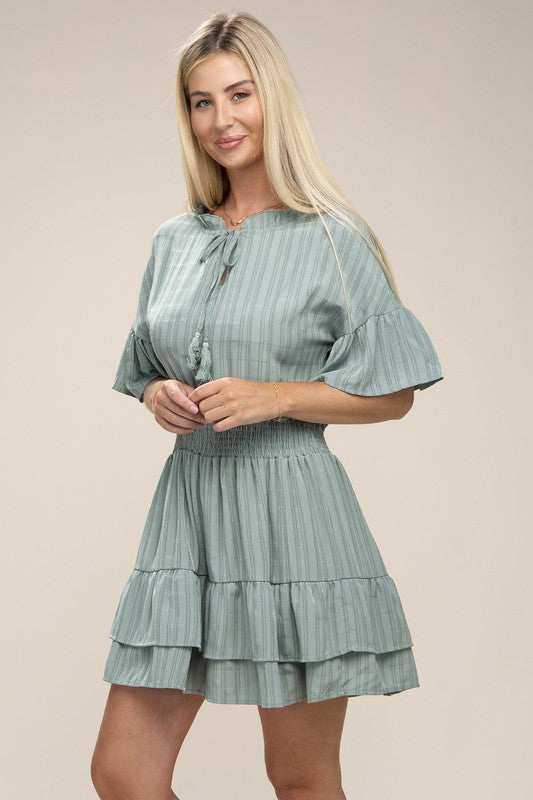 Tie Neck  Dress Layer Hem Dress - Premium  from Nuvi Apparel - Just $21.80! Shop now at Alexi and Gray