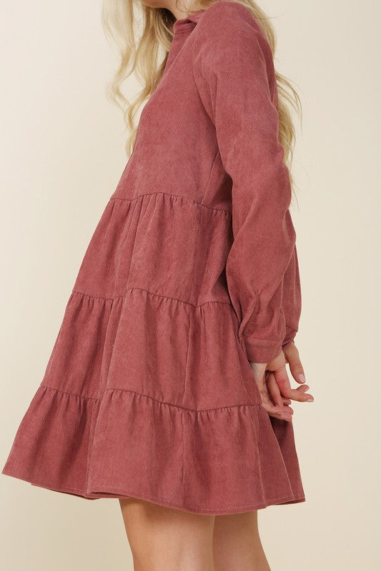 Corduroy tiered dress - Premium  from Lilou - Just $23.32! Shop now at Alexi and Gray