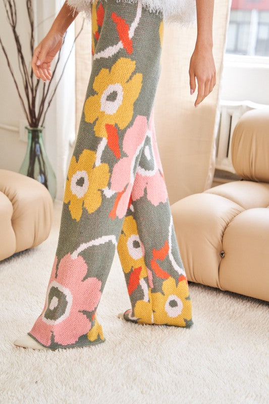 Flower Printed Casual Cozy Full Long Wide Pants - Premium  from Davi & Dani - Just $50.28! Shop now at Alexi and Gray