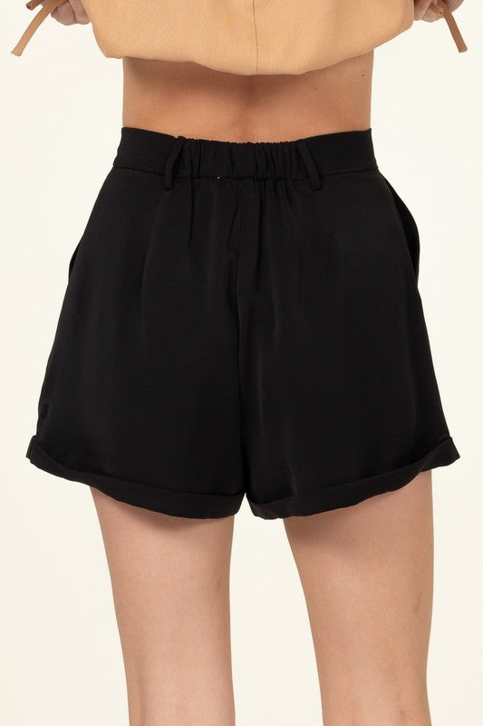 Pleated Cuff Hem Shorts - Premium  from HYFVE - Just $24.42! Shop now at Alexi and Gray