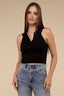 Sleeveless Collared Crop Knit Top - Premium  from HYFVE - Just $25.80! Shop now at Alexi and Gray