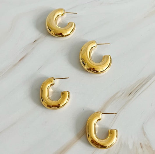 Golden Object Oval Hoop Earrings - Premium  from Ellison and Young - Just $24.70! Shop now at Alexi and Gray
