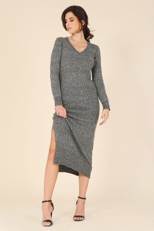 V-neck sweater maxi dress - Premium  from Lilou - Just $26.88! Shop now at Alexi and Gray