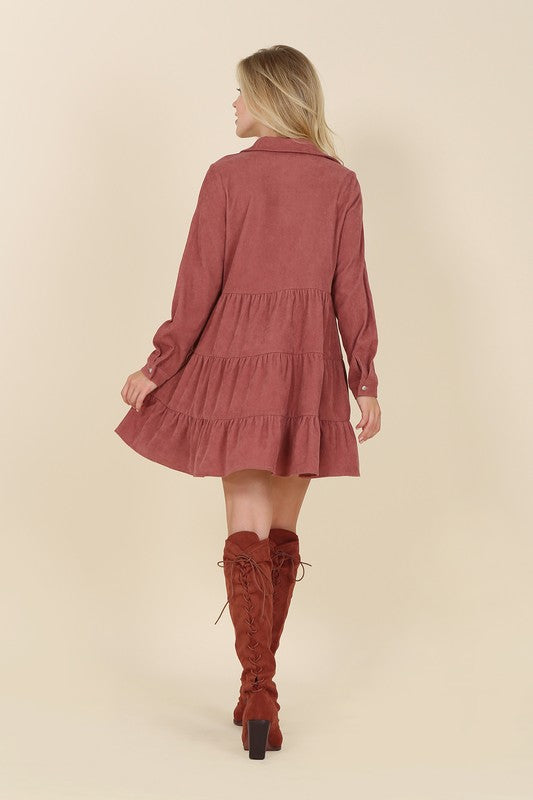 Corduroy tiered dress - Premium  from Lilou - Just $23.32! Shop now at Alexi and Gray