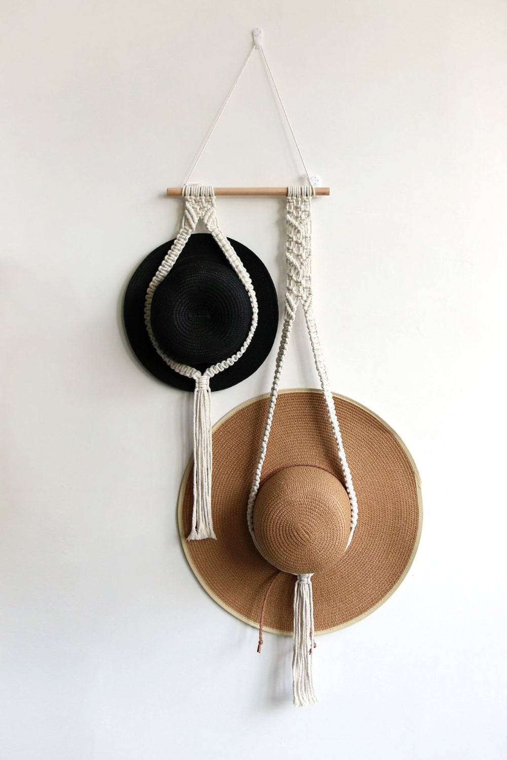 Macrame Double Hat Hanger - Premium  from Alexi and Gray - Just $13.00! Shop now at Alexi and Gray