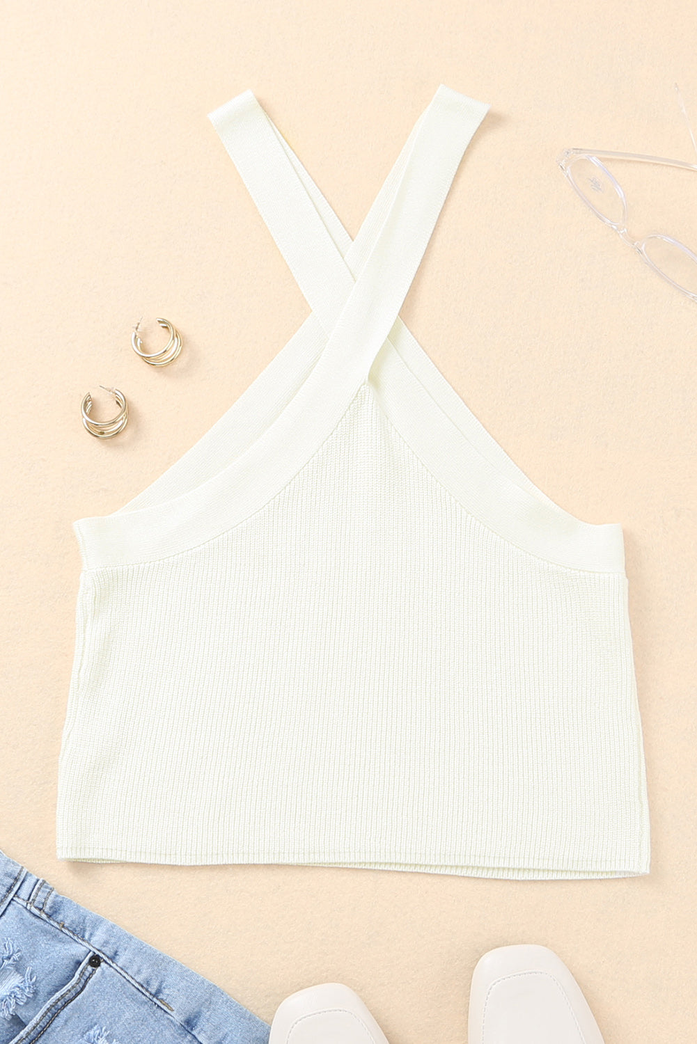 Ribbed Sleeveless Cropped Top - Premium  from Trendsi - Just $26.00! Shop now at Alexi and Gray