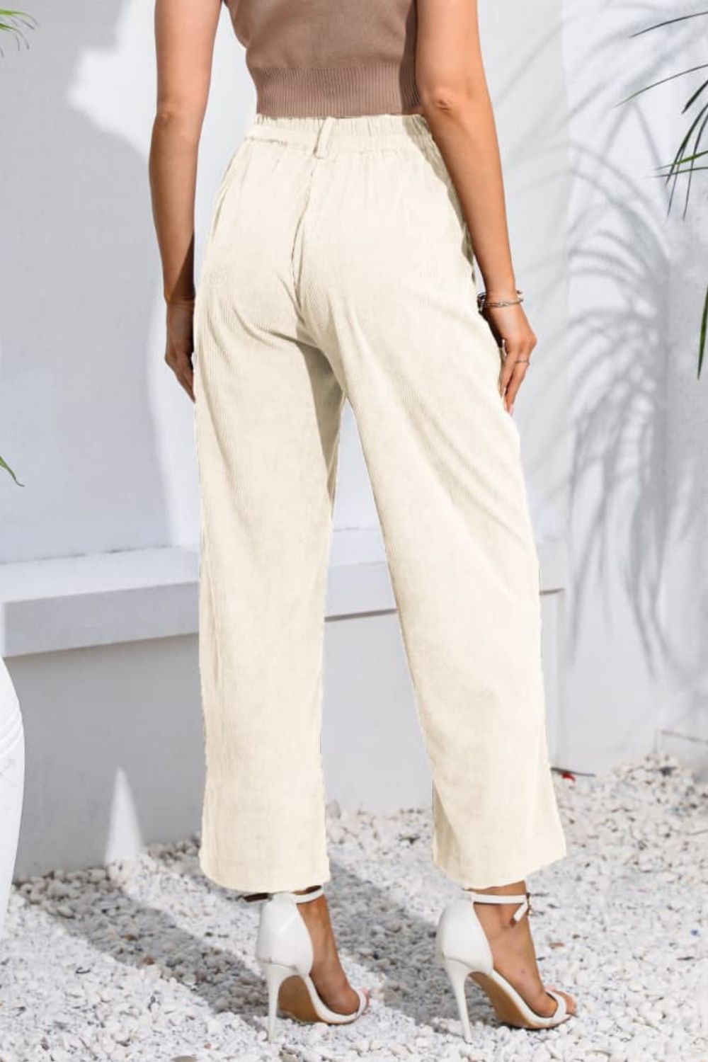 Buttoned  Straight Hem Long Pants - Premium  from Alexi and Gray - Just $32.00! Shop now at Alexi and Gray