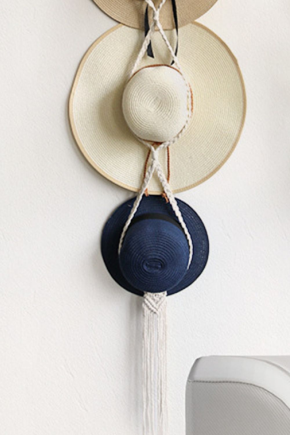 Macrame Triple Hat Hanger - Premium  from Alexi and Gray - Just $11.00! Shop now at Alexi and Gray