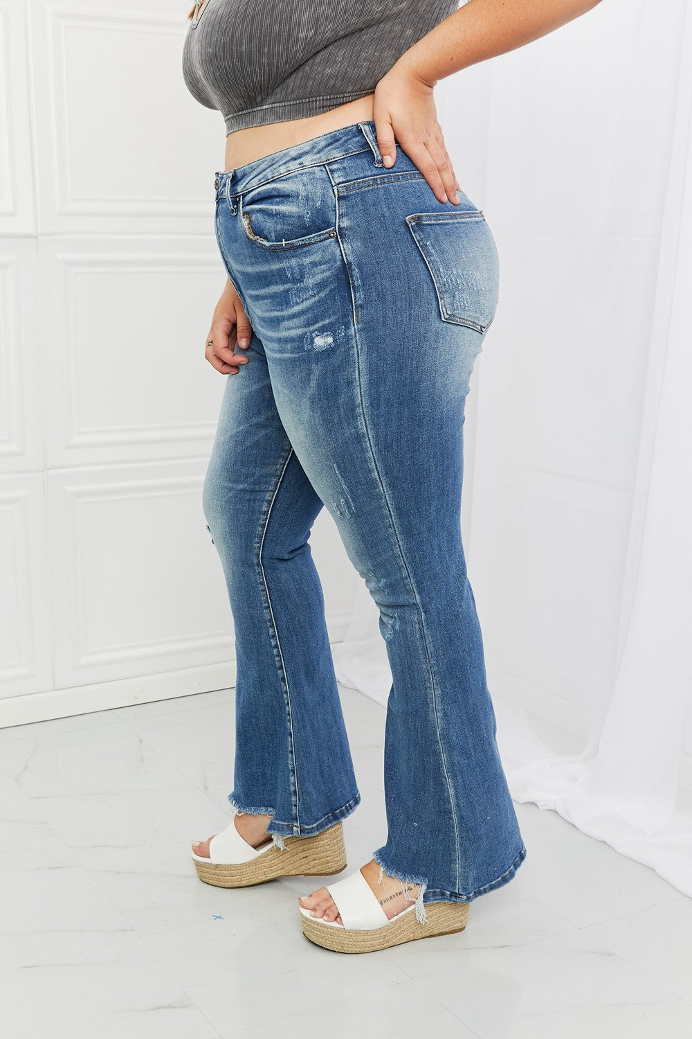 RISEN Full Size Iris High Waisted Flare Jeans - Premium  from Trendsi - Just $67.00! Shop now at Alexi and Gray